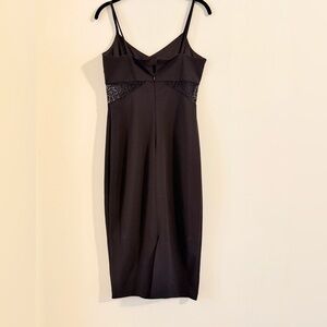 Michael Kors Black Lace-Inset Spaghetti-Strap Midi Dress Size 6